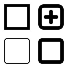 Square Flat Icon Set Isolated On White Background