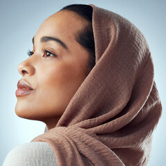 She was beautiful, for the way she thought. Studio shot of a beautiful young woman wearing a...