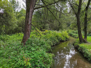 Fototapeta na wymiar River Serebryanka in a Moscow park Izmaylovo
