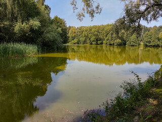Fototapeta na wymiar The Decorative pond in Izmaylovo park, Moscow