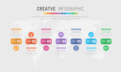 Fototapeta premium Timeline business for 7 day, 7 options, infographics design vector and Presentation can be used for workflow layout, process diagram, flow chart.