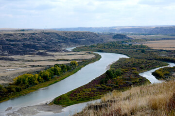 Fototapeta na wymiar Panoramic view of the provincial Dinosaur Park Lifeless Waste