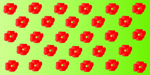 green background and red flowers