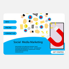 Social media marketing business concept landing page