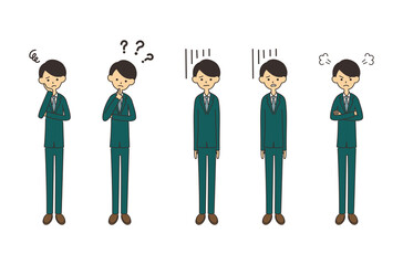 男性のビジネスマン表情セット　全身