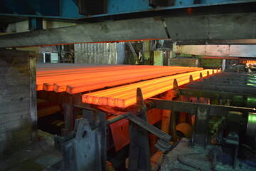 Red-hot metal at a metallurgical plant