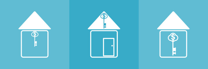 Home loan icon. Presented in a simple know. The combination of the symbols and the money.