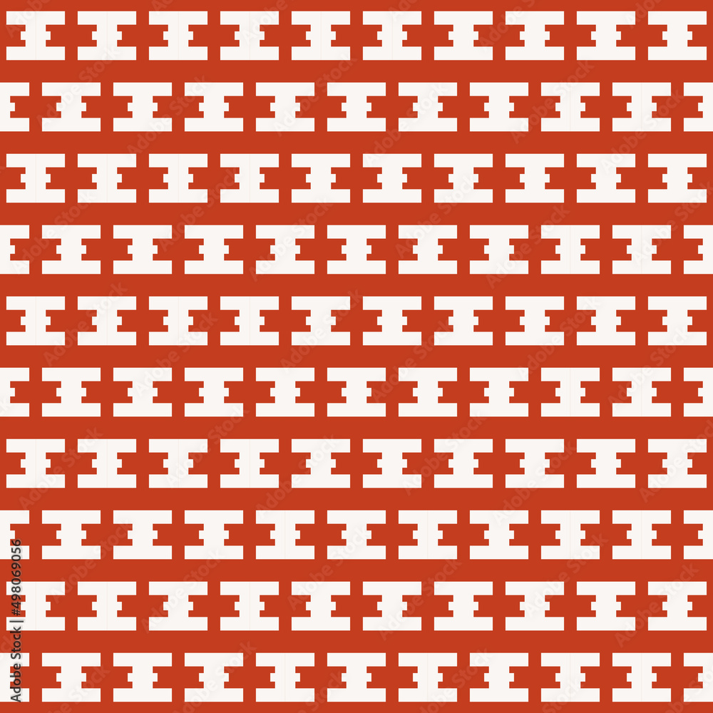 Poster White bricks on a red background. Seamless vector simple pattern.