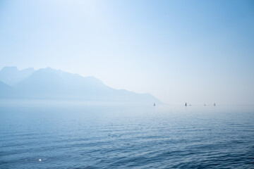 Serene lake scenery in Montreux, Switzerland