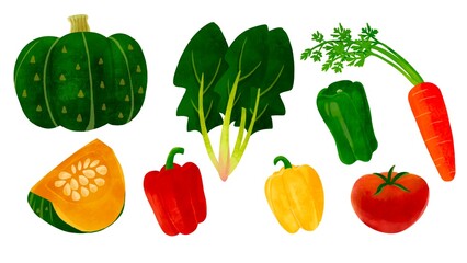 緑黄色野菜の手描きイラスト