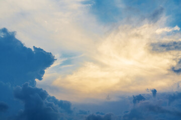 Cloudy sunset beautiful sky background. Selective focus