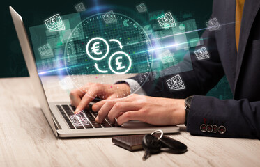 business hand working in stock market