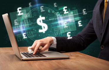 business hand working in stock market