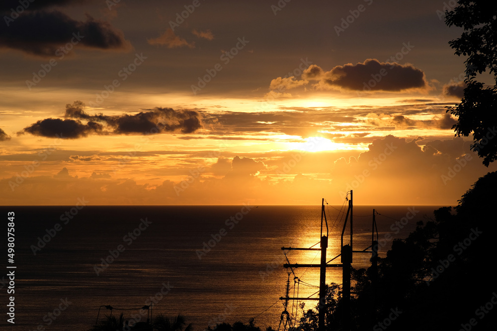 Sticker Sea ​​sunset pictures, sunset on the beach