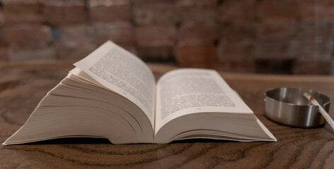 education, old, book, open, reading, page, isolated, white, paper, bible, literature, text,...