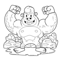 animals coloring book alphabet. Isolated on white background. Vector cartoon gorilla.