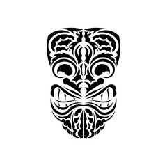 Tribal mask. Traditional totem symbol. Black ornament. Vector illustration isolated on white background.