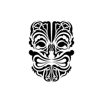 Tribal mask. Traditional totem symbol. Black ornament. Vector isolated on white background.