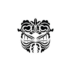 Tribal mask. Traditional totem symbol. Maori style. Vector isolated on white background.