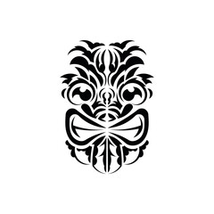 Tribal mask. Black tattoo in the style of the ancient tribes. Simple style. Vector illustration isolated on white background.