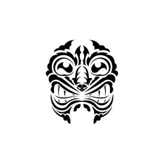 Tribal mask. Black tattoo in the style of the ancient tribes. Maori style. Vector isolated on white background.
