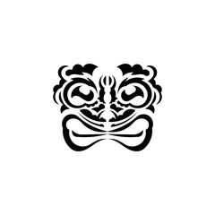 Tribal mask. Black tattoo in the style of the ancient tribes. Hawaiian style. Vector over white background.