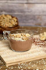 Healthy smoothie with banana and cacao