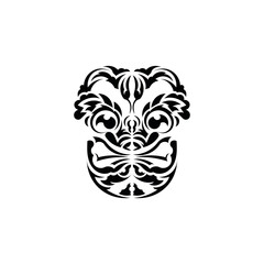 Pattern mask. Black tattoo in the style of the ancient tribes. Black ornament. Vector over white background.