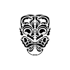 Pattern mask. Black tattoo in the style of the ancient tribes. Polynesian style. Vector illustration isolated on white background.