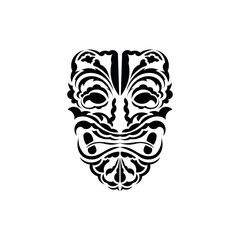 Pattern mask. Black tattoo in the style of the ancient tribes. Polynesian style. Vector isolated on white background.