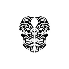 Obraz premium Pattern mask. Black tattoo in the style of the ancient tribes. Hawaiian style. Vector illustration isolated on white background.