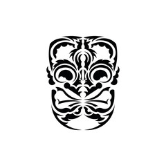 Pattern mask. Black tattoo in the style of the ancient tribes. Hawaiian style. Vector illustration isolated on white background.