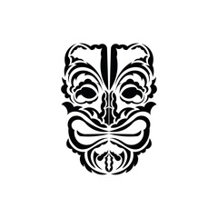 Pattern mask. Black tattoo in the style of the ancient tribes. Hawaiian style. Vector over white background.