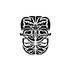 The face of a viking or orc. Traditional totem symbol. Black ornament. Vector over white background.