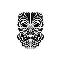The face of a viking or orc. Traditional totem symbol. Polynesian style. Vector illustration isolated on white background.