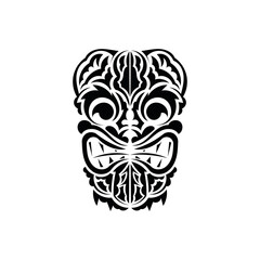 The face of a viking or orc. Traditional totem symbol. Maori style. Vector illustration isolated on white background.