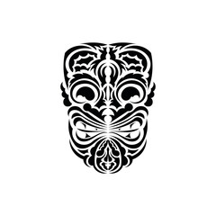 The face of a viking or orc. Traditional totem symbol. Maori style. Vector over white background.
