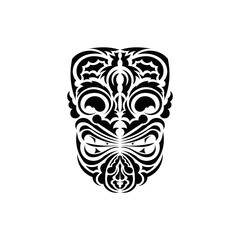 The face of a viking or orc. Traditional totem symbol. Maori style. Vector over white background.