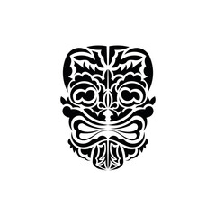 The face of a viking or orc. Traditional totem symbol. Hawaiian style. Vector illustration isolated on white background.