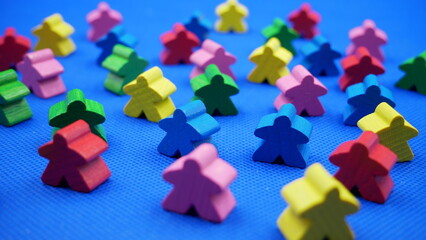 Meeple from a board game in different colors