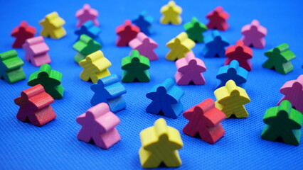 Meeple in different colors from a board game