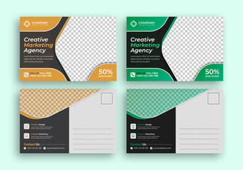 Corporate business or marketing agency postcard template