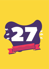 27years, months or days you choose (banner with red flag and yellow background with lightning and purple ink)