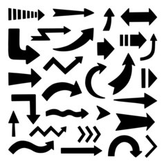 Hand drawn set of arrows doodle. Vector illustration isolated on white background.