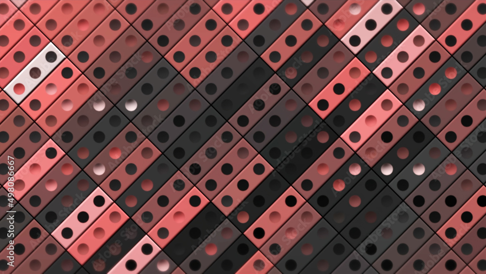 Poster background of squares with dots and flashing stripes. motion. multicolored stripes flashing on dotte