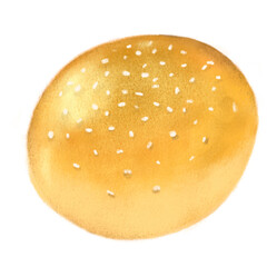 Fresh grain white sesame wheat healthy bread bun hand drawn illustration