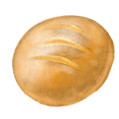 Fresh baked rye bread bun bakery hand drawn illustration