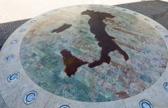 Rieti,RI, Italy - August 19, 2020: moment called OMBELICO DI ITALIA that means Navel of Italy in the Center of the Italy