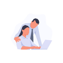 Physical harassment at workplace simple flat vector character illustration.
