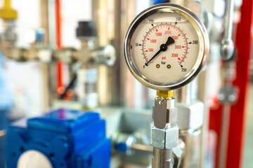 Close-up pressure sensor. Boiler plant pressure sensor. Gas equipment for space heating. Lack of...